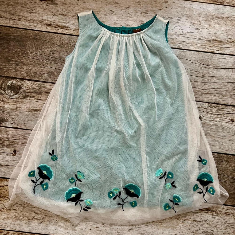 Tea Collection Aqua and White Floral Dress